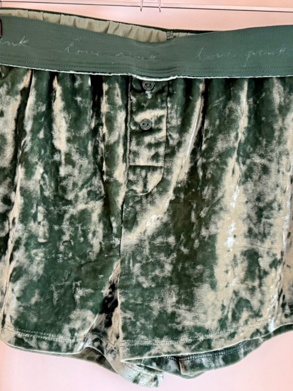 Women’s Victoria’s Secret PINK velour velvet green sleep shorts XS